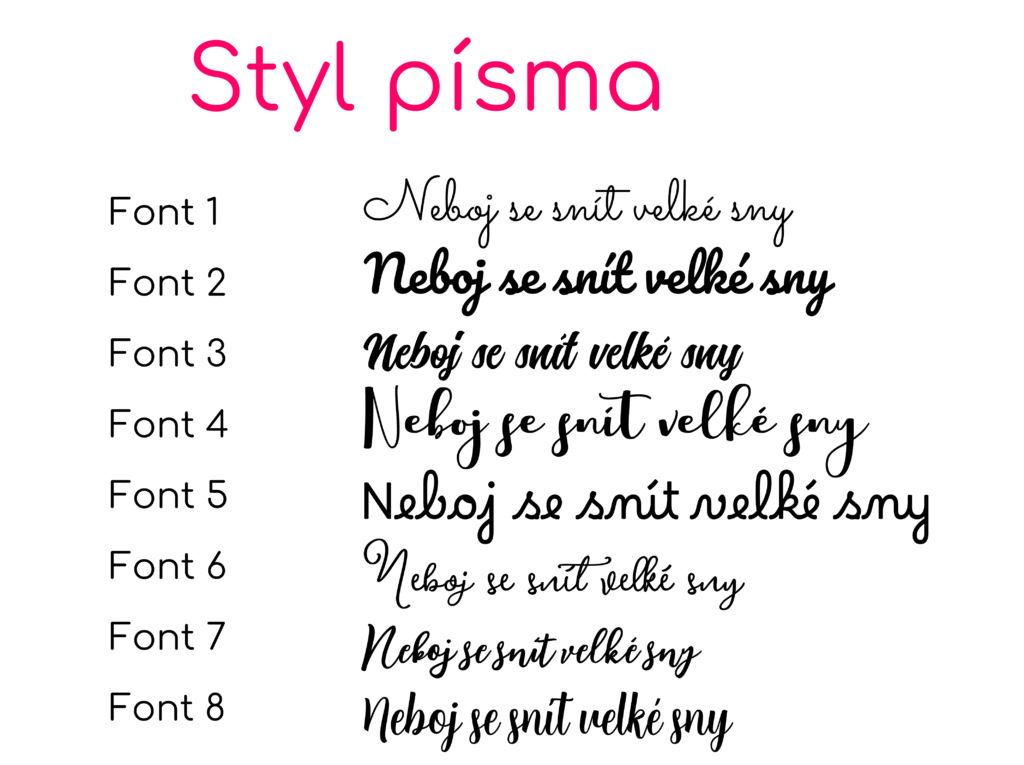 styl písma na eshop neboj se snít velké sny
