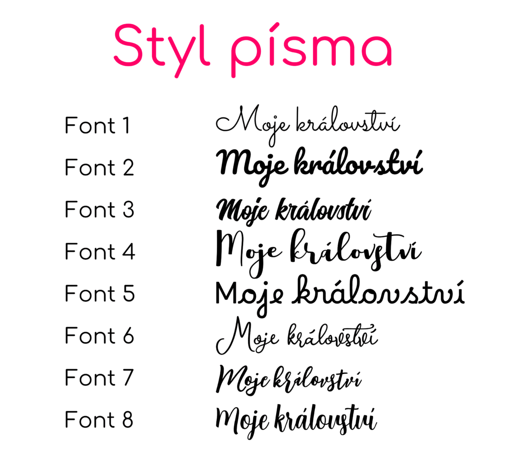 styl písma nápisy moje království