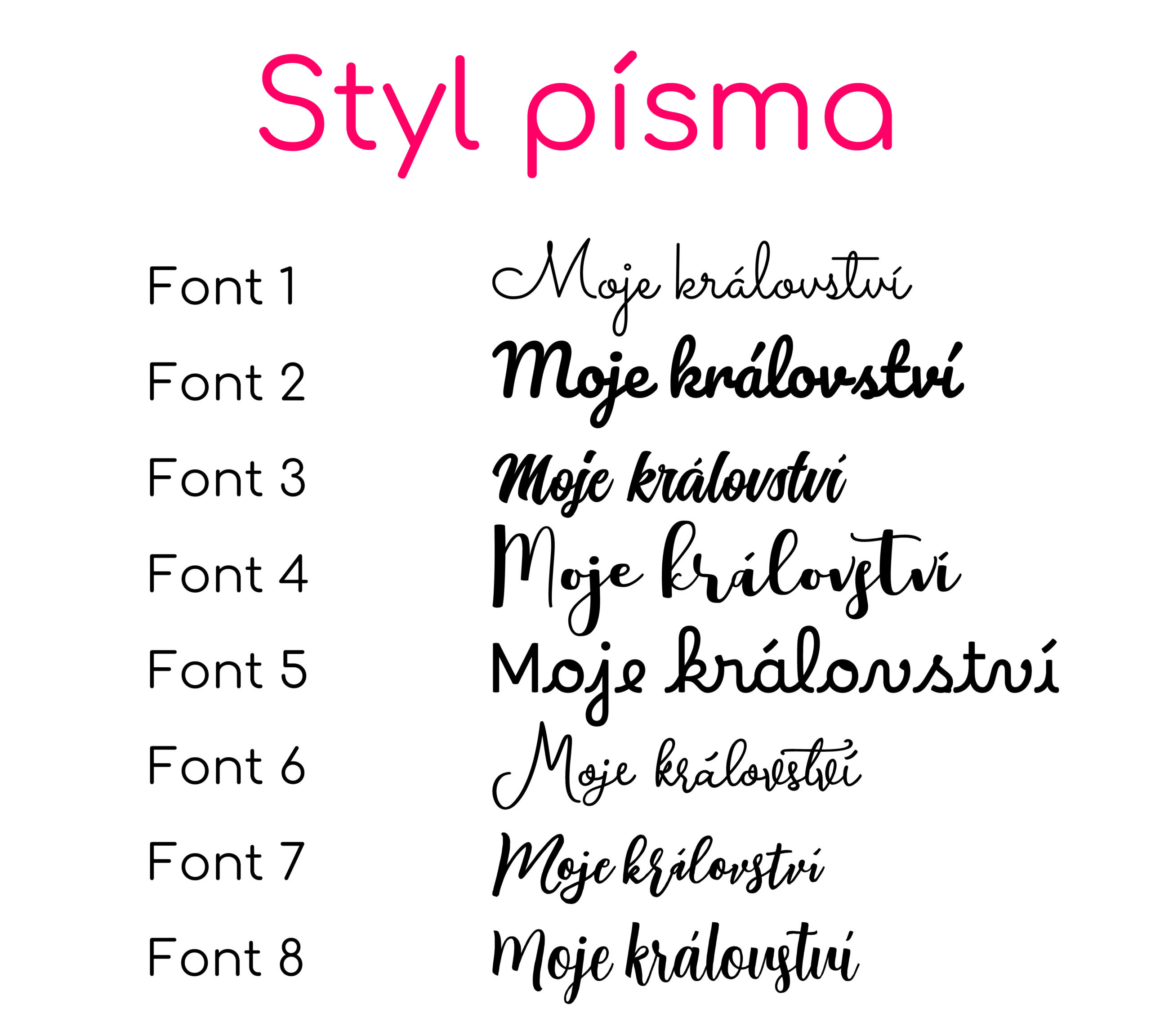 styl písma nápisy moje království