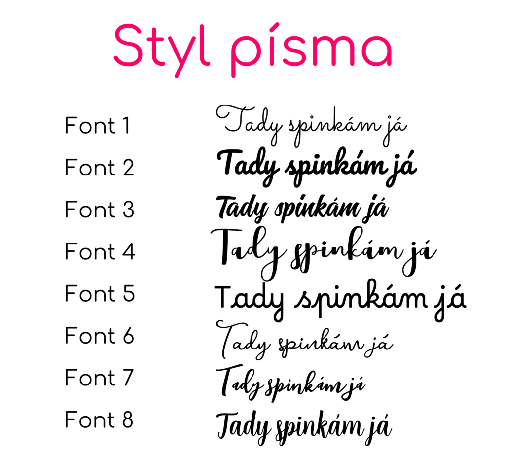 styl písma na eshop tady spinkám já