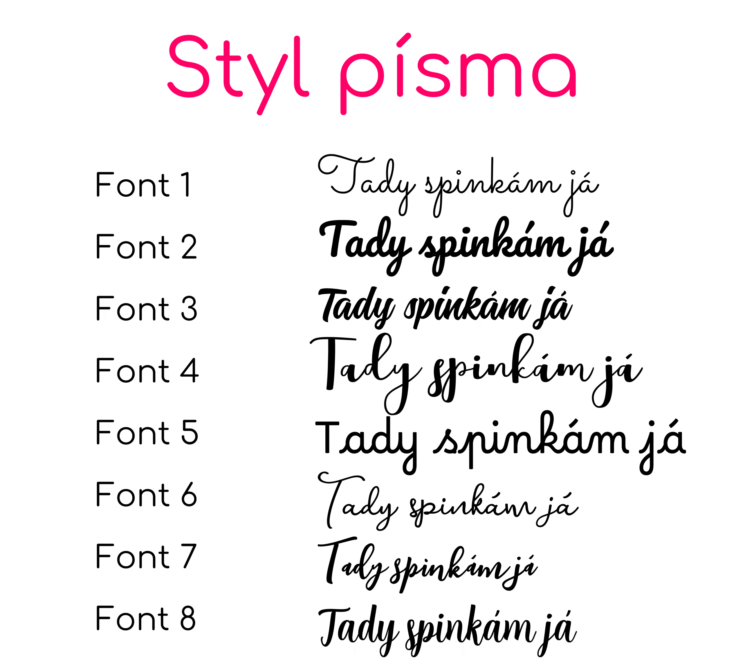 styl písma na eshop tady spinkám já